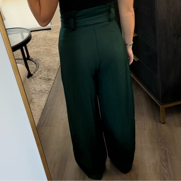 Petal & Pup Kieran Pants Emerald Green Wide-Leg Belted High Waist Pants 2 - Picture 8 of 10